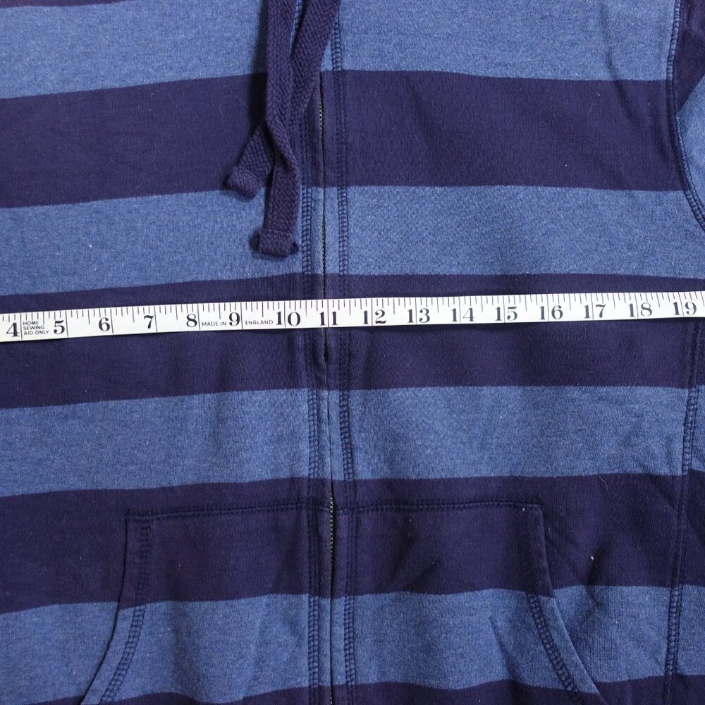 Men's Navy and Gray Striped Hooded Zip Sweater - Picture 7 of 8
